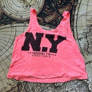 Neon Pink NY Cropped Tank (Medium)